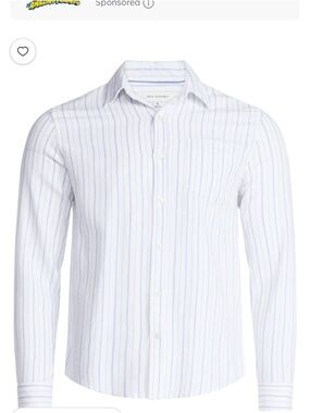 Free Assembly White Dress Shirt with Light Blue Pinstripes